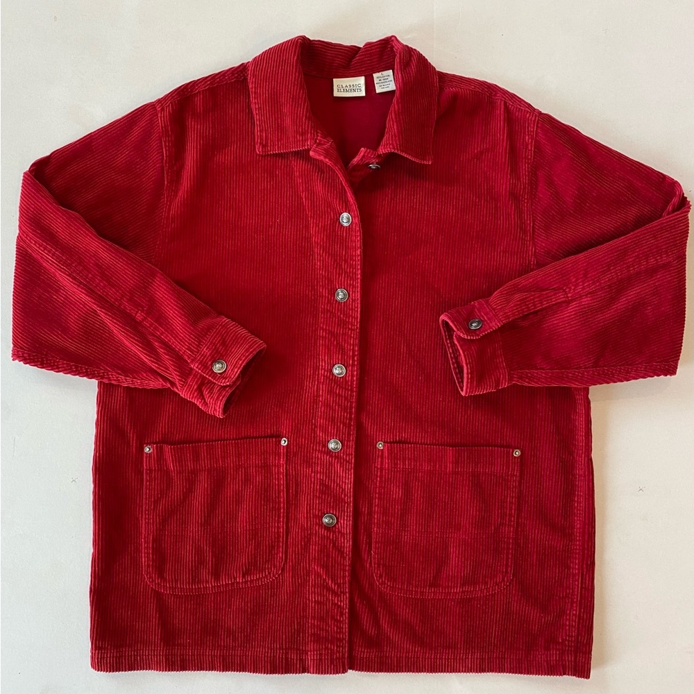 Vintage Basic Elements Womens Red Corduroy Vintage Jacket Size Large